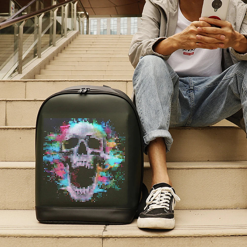 Backpack LED Display Screen Walking Advertising Backpack School Laptop Bags