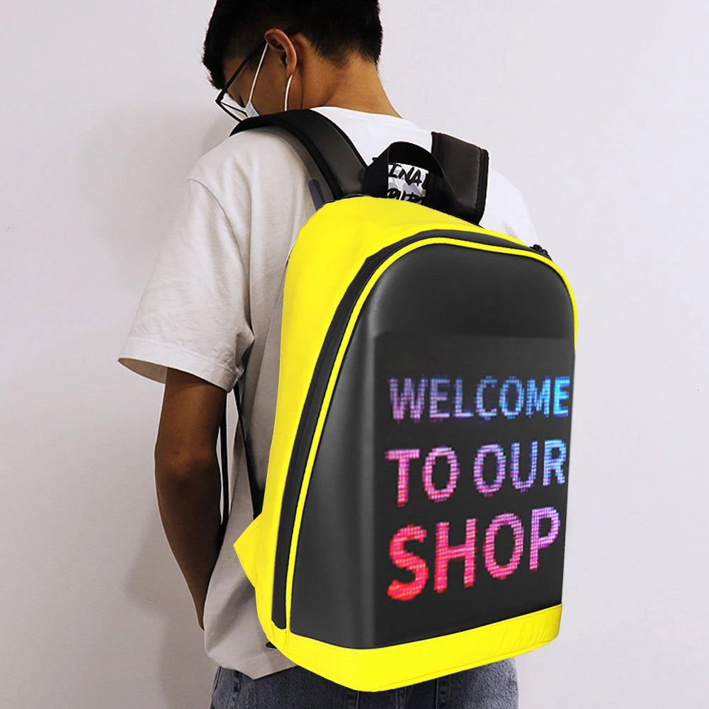 Backpack LED Display Screen Walking Advertising Backpack School Laptop Bags